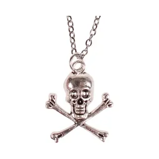 S.y.w Ketting Zilverkleurig 55cm - Hangertje Schedel En Botten Zilverkleurig