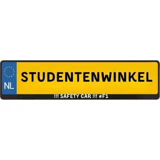 Kentekenplaathouder – "!!! Safety Car !!! #F1" – Nederlands Kenteken – Met Tekst - Blauw / Geel - 520x110mm