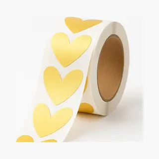 75x Stickers – Hart Goud – 25x28 Mm – Sluitstickers – Etiketten – Cadeaustickers – Metallic Hartvorm