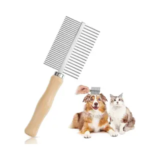 Honden- En Kattenkam Voor Medium Tot Lang Haar – Houten Dubbele Kam Met Afgeronde Metalen Tanden