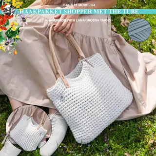 More by Mooj Haakpakket Tas Met The Tube Garen Model 4 Van Lana Grossa Bags 01 - Grijsblauw