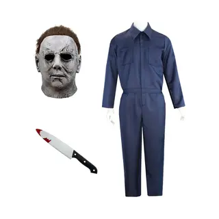 Unbranded / Sans marque Michael Myers Kostuum - Michael Myers Masker - Inclusief Horror Mes - 3 Delige Set - Horror Masker - Halloween Masker - Michael Myers - Eng Masker -