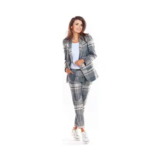 Blazer - 3/4 Mouwen - Maat L - Urban Stijl - Grijs Geruit