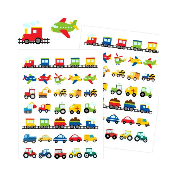 Allemaalstickersenzo Voertuigen Stickers – 2 Stickervellen – Auto’s & Vliegtuigen & Treintjes thumbnail
