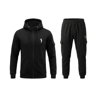 Hitman - Trainingspak Heren - Joggingpak Heren - Sportkleding Heren - Cadeau Voor Man - Cargo Stijl - 7 Zakken - Katoen - Zwart - Maat Xxl