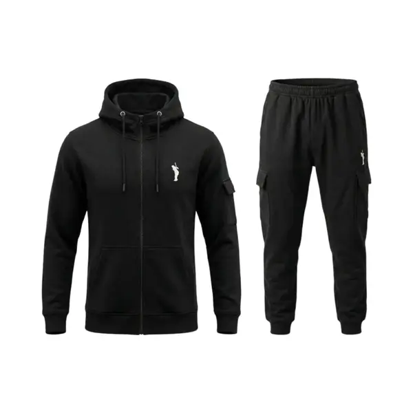 Hitman - Trainingspak Heren - Joggingpak Heren - Sportkleding Heren - Cadeau Voor Man - Cargo Stijl - 7 Zakken - Katoen - Zwart - Maat Xxl thumbnail
