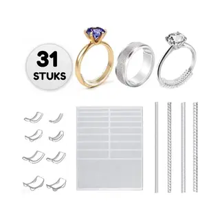 Ringverkleiner - 31-Delige Set - Ringverkleiner Transparant - 3 Methodes - Ring Verkleiner Onzichtbaar - Ring Adjuster