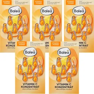 Balea Vitamine C-concentraat Combi-verpakking 5x 7 Stuks - Huidverzorging - Skin-care - Gezichtsverzorging - Concentraat - Vitamine C - Antioxidant -