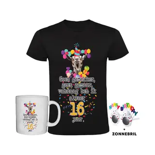 Sol's 16 Jaar Grappig Heren T-shirt + Mok + Bril - 16e Verjaardag - Jarig - Cadeau - Kado - Shirt