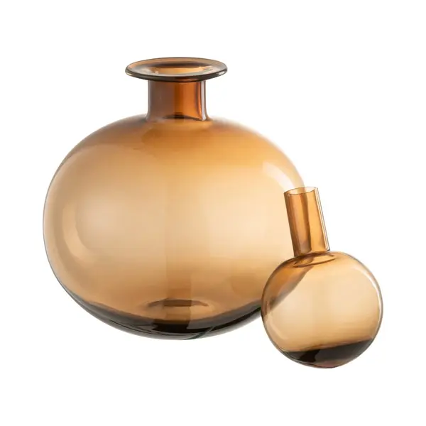 J-Line Decoratie Fles + Stop Effen Rond - Glas - Bruin thumbnail