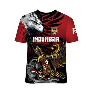 Fightsense Garuda Warrior T-Shirt Indonesia – Red Black – Sportief Shirt - Maat S