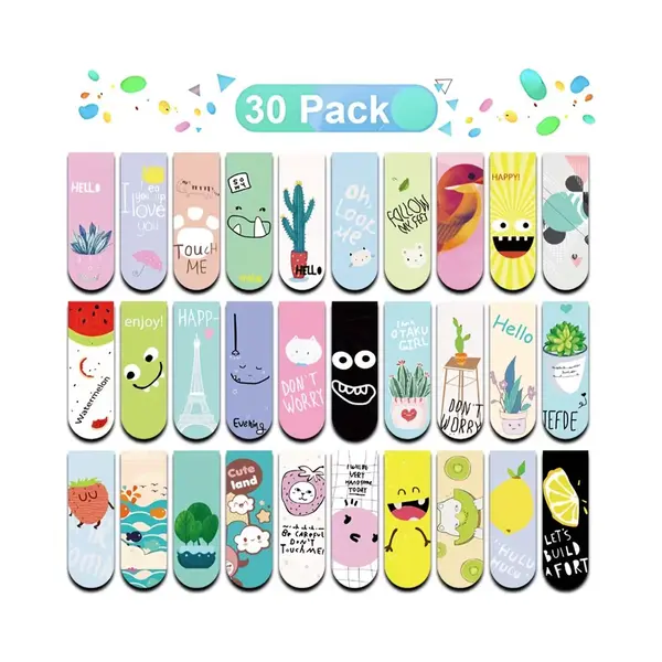 ViWaDo Magnetische Bladwijzers 30 Stuks – Schattige Kawaii Designs – Sterke Magneten – Boekenleggers Voor Kinderen, Studenten & Cadeau thumbnail