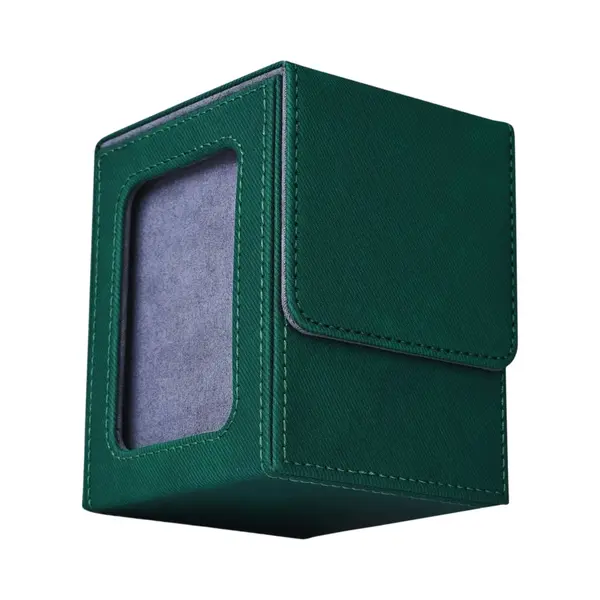 Mtg Deck Holder Met Venster - Opbergdoos Voor 120+ Sleeved Trading Cards - Magic Tcg Commander Deck Box (Donkergroen) thumbnail