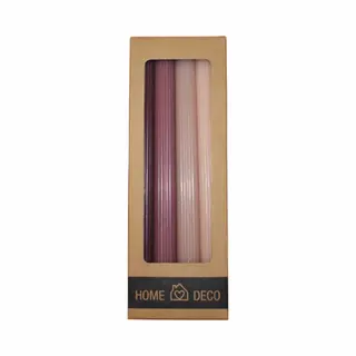 HomeDeco Dinerkaarsen - Set Van 4 | 25 Cm - Roze & Paars | Luxe Dinerkaarsen Home Deco - Brandtijd, Ca. 8 Uur