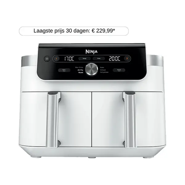 Ninja Dualzone Airfryer Xxl - Dubbele Lades - 9, 5 Liter In Wit | DZ901EUWH | Van SharkNinja thumbnail