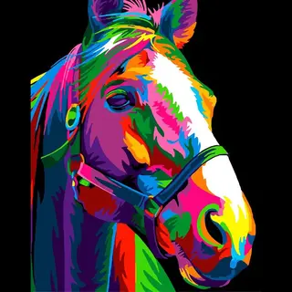Paint By Numbers Kleurrijk Paard - Schilderen Op Nummer - 50x40cm - Stipco - Volwassenen