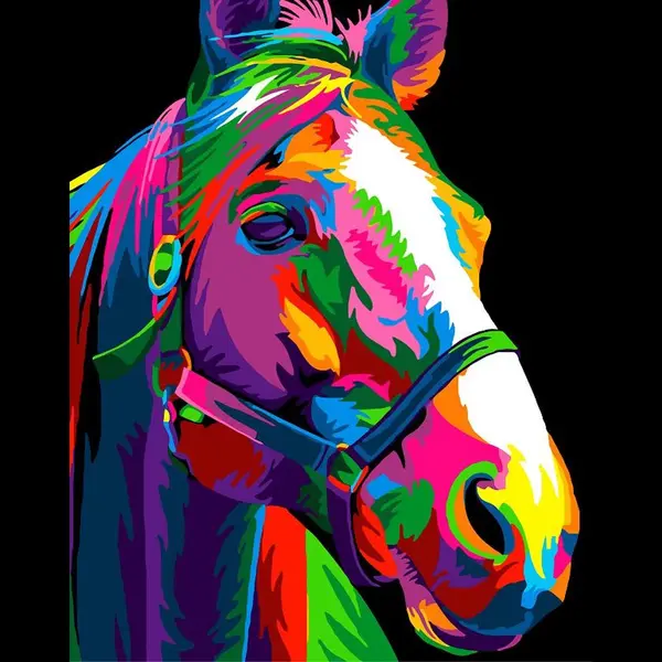 Paint By Numbers Kleurrijk Paard - Schilderen Op Nummer - 50x40cm - Stipco - Volwassenen thumbnail