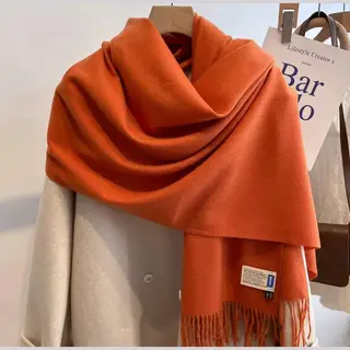 L-200cm*70cm Dames Lamswol Sjaal Voor Herfst En Winter, Effen Kleur, Dikke Warme Shawl, Multifunctioneel En Eenvoudig