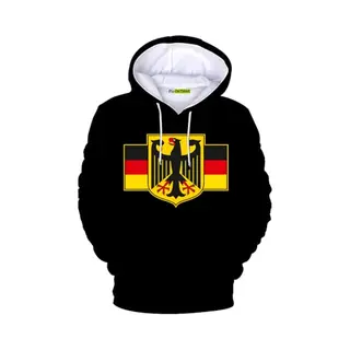 Picontshirt 100% Baumwolle Deutschland Flagge Kapuzenpullover Für Herren Hoodie Schwarz Pullover L