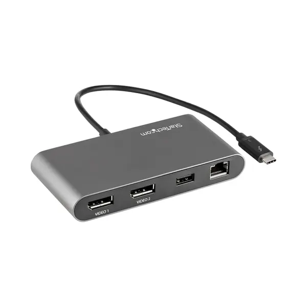 StarTech.com Thunderbolt 3 Mini Dock - Portable Dual Monitor Docking Station with Dp 4K 60Hz, 1x Usb-A Hub (Usb 3.0/5 Gbps), GbE - 11in/28cm Cable - TB3 Multiport Adapter - Mac/Windows thumbnail