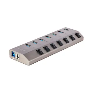StarTech.com 7-Port Self-Powered Usb-C Hub met Individuele On/Off Schakelaars, Usb 3.0 5Gbps Expansion Hub met Power Supply, Desktop/Laptop Usb-C naar Usb-A Hub, Usb Type C Hub met Bc 1.2