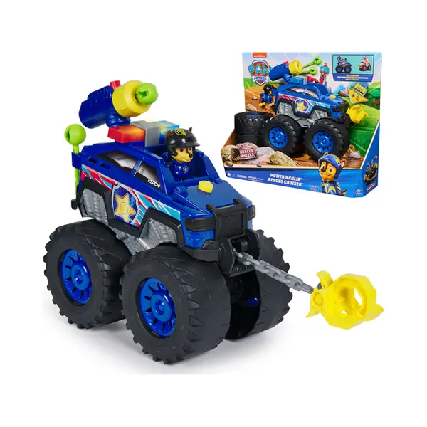 Spin Master Paw Patrol Rescue Wheels - Chases Deluxe Monstertruck mit Geschoss-Abwurf, motorisierter Seilwinde, Lichtern & Geräuschen thumbnail