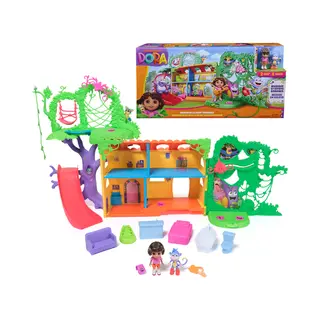 Spin Master Dora - Regenwoudhuis - Verkennen en spelen in het regenwoudhuis -Dora en Boots - Poppenhuismeubels - Nederlands & Engels