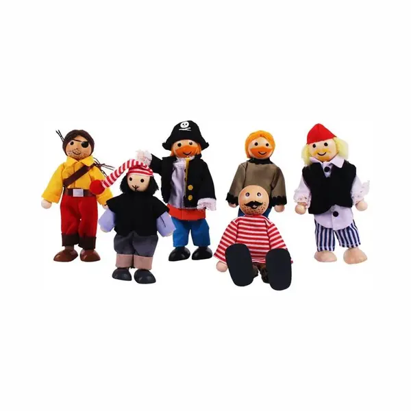 Bigjigs Toys Heritage Playset Wooden Pirate Figures - 6 Pirate Wooden Dolls, Quality Pirate Ship Accessories, Unique Pirate Ship Toys For Kids, Dolls thumbnail