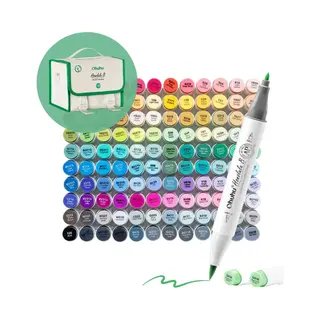Ohuhu Honolulu B 120 Kleuren Alcohol Art Markers Brush & Fine - Grijze Etui