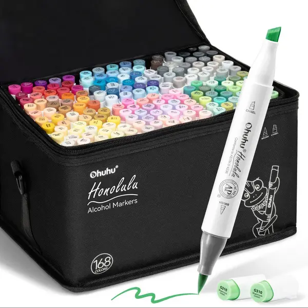 Ohuhu Honolulu 168 Kleuren Alcohol Art Markers Brush & Chisel thumbnail