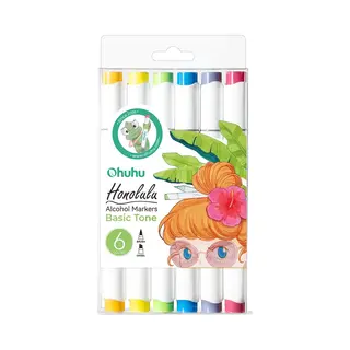 Ohuhu Honolulu 6 Kleuren Alcohol Art Markers Brush & Chisel – Basic Tone
