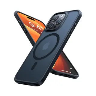 Torras Geschikt Voor IPhone 15 Pro Max MagSafe Compatibel Shockproof Hoesje - Doorzichtig Mat Zwart
