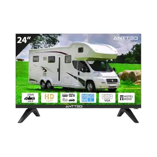 Antteq AE24H5C-Q1 Téléviseur Led Hd 24" Avec Bloc D'alimentation 12 V – Sans Smart Tv, Triple Tuner Dvb-C/T2/S2, Mode Hôtel, Dolby Audio, Scart &