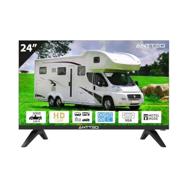 Antteq AE24H5C-Q1 Téléviseur Led Hd 24" Avec Bloc D'alimentation 12 V – Sans Smart Tv, Triple Tuner Dvb-C/T2/S2, Mode Hôtel, Dolby Audio, Scart & thumbnail