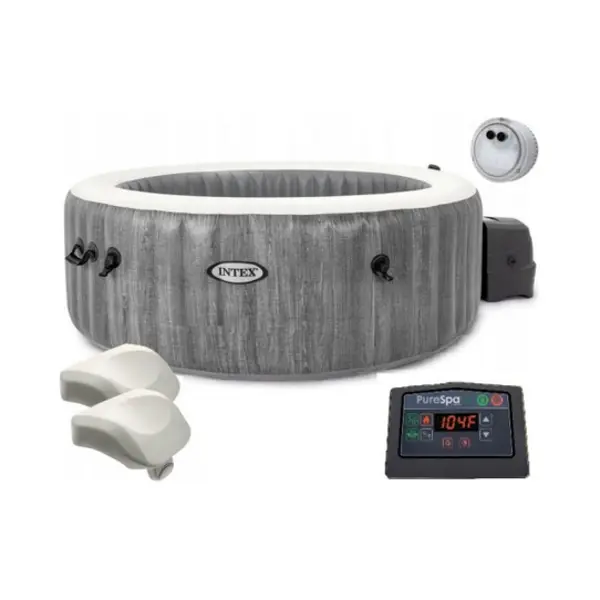 Intex PureSpa Greywood Deluxe 795 l 4 Person(en) Rund Grau thumbnail