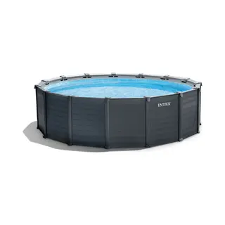Intex 26384GS Aufstellpool Gerahmter Pool Rund Graphit