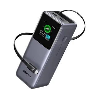 Ugreen Retractable 165 (20000 mAh, 165 W), Powerbank, Grijs