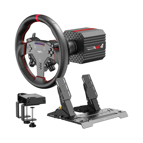 Pxn VD4 Bundel - Direct Drive Racing Stuur - 4 Nm - W As Stuurwiel - Pd Hm 2-Pedaalset - 400° Rotatie - Pc Windows - Zwart thumbnail