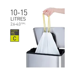 Eko Müllbeutel Größe C (10L- 15L), Extra Starke Müllsäcke Mit Zugband Für Küchenmülleimer, 20 Beutel, 1 Packung, Weiß, Reißfeste Mülltüten