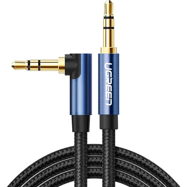 Ugreen Audio Cable Aux Angled Minijack 3.5 Mm 2m Blue (AV112) (2 m, Aux Kabel), Audiokabel thumbnail