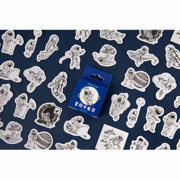 Mo-Card Astronaut Stickers 45 Stickers – Bullet Journal, Planner & Scrapbook Stickers – Sinterklaas & Kerstcadeau – Schoencadeau – Cadeaus Onder €5 thumbnail