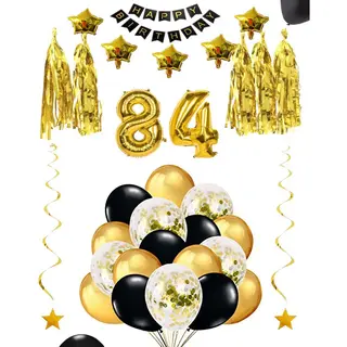 84 Jaar Verjaardag Feest Pakket Versiering Ballonnen Voor Feest 84 Jaar. Ballonnen Slingers Sterren Opblaasbare Cijfers 84