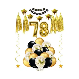 78 Jaar Verjaardag Feest Pakket Versiering Ballonnen Voor Feest 78 Jaar. Ballonnen Slingers Sterren Opblaasbare Cijfers 78
