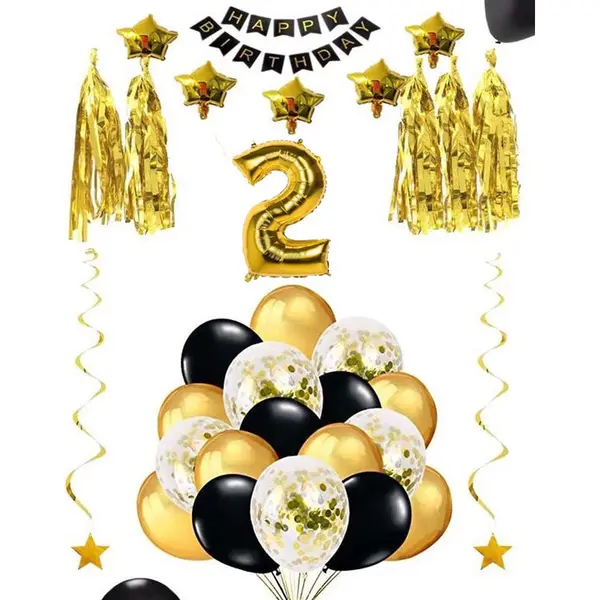 2 Jaar Verjaardag Feest Pakket Versiering Ballonnen Voor Feest 2 Jaar. Ballonnen Slingers Sterren Opblaasbaar Cijfer 2. thumbnail