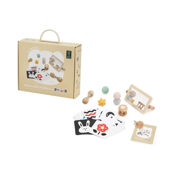 PolarB Groei-mee-doos – Baby Speelset 0+ Maanden – Houten & Silicone Toys - Sensory Seekers thumbnail