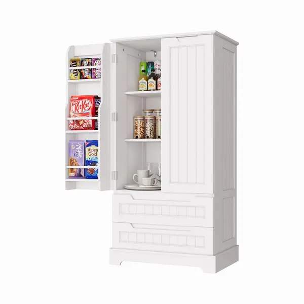 Xbro Keukenkast Vrijstaand – Met 2 Lades En 2 Deuren – Opbergkast – Voor Keuken, Eetkamer Of Wasruimte – 40 X 60 X 120 Cm – Wit thumbnail