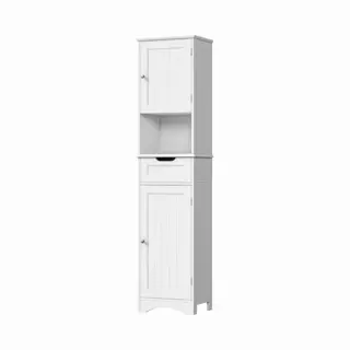Xbro Badkamerkast Met 2 Deuren En 1 Lade – Hoge Opbergkast Met Verstelbare Planken – Smalle Kast Voor Badkamer, Keuken Of Slaapkamer – 170 X 40