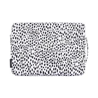 Canvas Artisan Laptophoes 14 Inch Xv - Laptop Sleeve Met Extra Vakken - Panterprint Wit