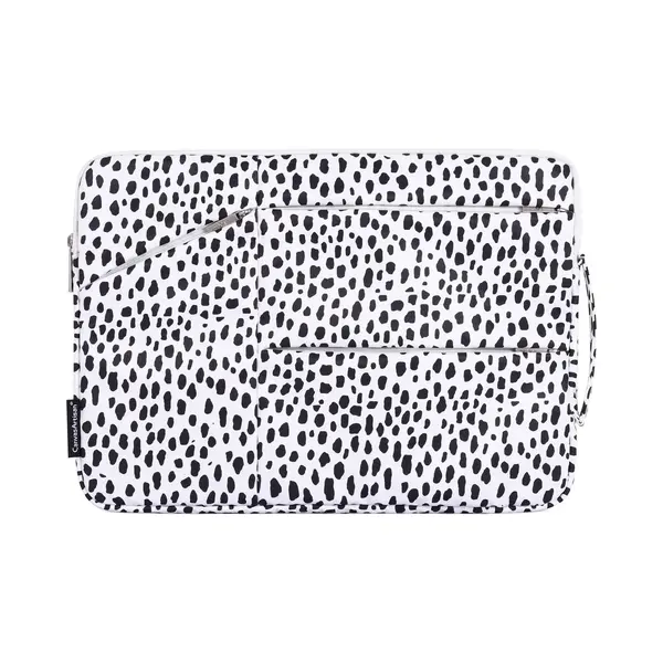 Canvas Artisan Laptophoes 14 Inch Xv - Laptop Sleeve Met Extra Vakken - Panterprint Wit thumbnail