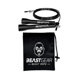 Beastgear Verstelbaar Fitness Springtouw - Staal Draad - Aanpasbaar In Lengte - Zwart - Maximaal 2.8 Meter